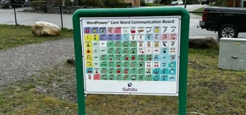 One of the three new language boards at our playgrounds